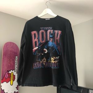 Vintage The Rock WWF Graphic Long Sleeve T-Shirt